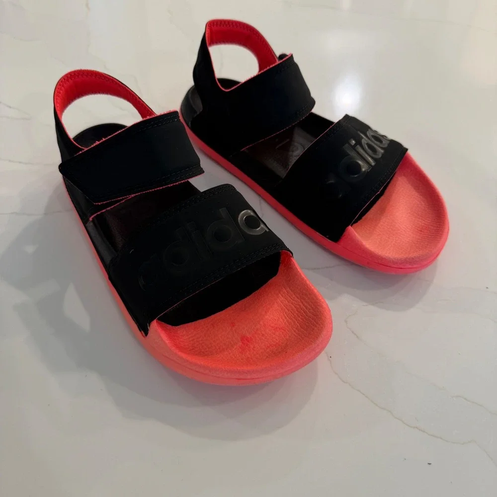 Adidas Adilette Sandal K Black Signal‎ Pink Kids Size 6 FW4300 Sport Sandals